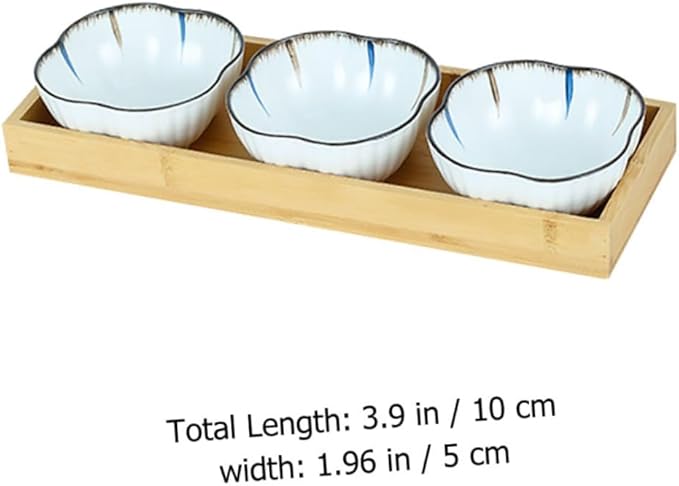 Amosfun Japanese Style Snack Plate Set 6 Ceramic Small Plates with Divided Compartments for Dried Fruits Appetizers and Sauces for Home Dining and Restaurants