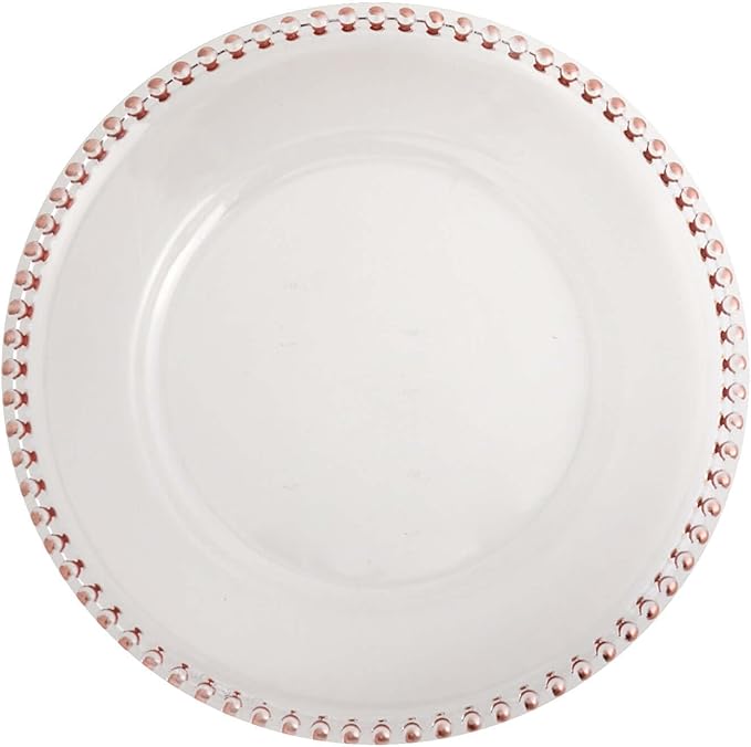Efavormart 6 Pack 12" Rose Gold Acrylic Round Charger Plates With Beaded Rim Dinner Charger Plates