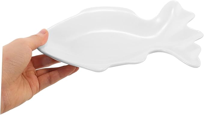 Fish Shaped Ceramic Plate Small Sushi Boat Decorative Appetizer Serving Bowl