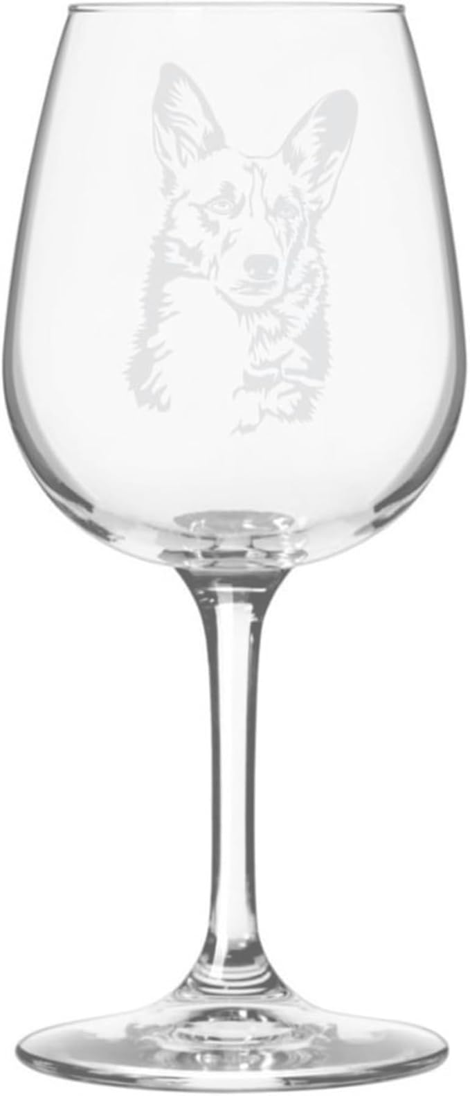 Etched Laser Art Personalized Dog Themed Etched Wine Glass - Custom Dog Breed Wine Glasses, Ideal for Pet Lovers, Unique Birthday Gift for Men & Women, Personalized Gift - Welsh Corgi, 12.75 oz