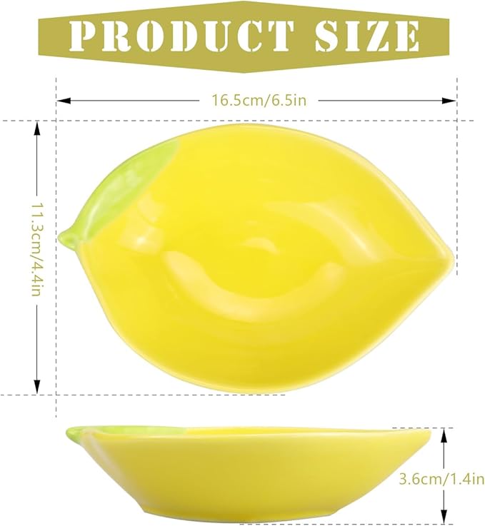 Elegant Ceramic Lemon Shaped Appetizer Plate Snacks Fruit Salad Desserts Mixing Bowls Food Serving Tray for Home Kitchen