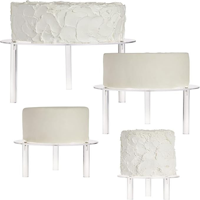Juvale 4-Piece Round Acrylic Cake Stand Set - Versatile Dessert Display - Customizable Multi-Tier Buffet Risers - Easy-Store Stackable Acrylic Cupcake Stand - 6 in, 8 in, 10 in & 12 in, Clear