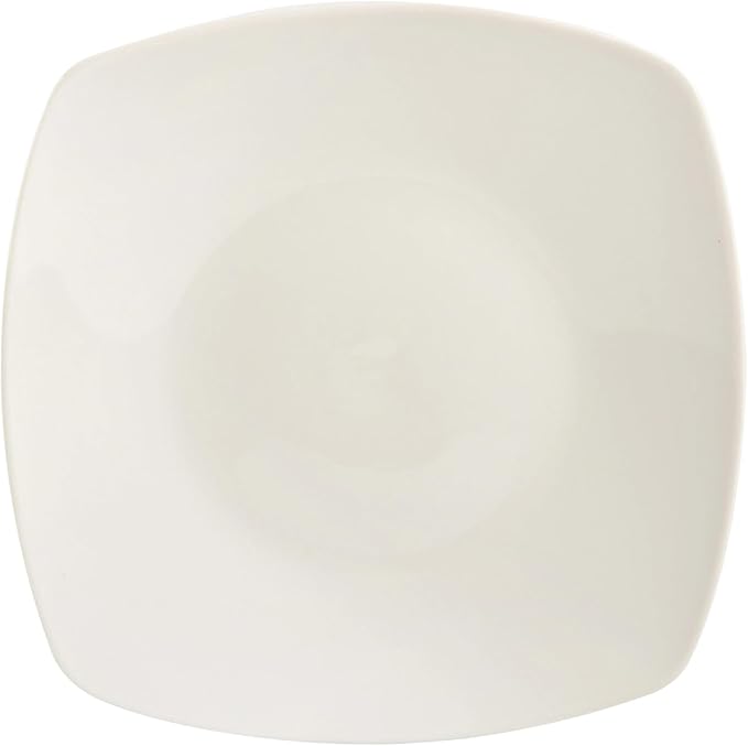 White Square Stoneware Dinnerware Set 12-Piece, Everyday Dishware Set for Home & Apartment, Durable & Stylish Tableware