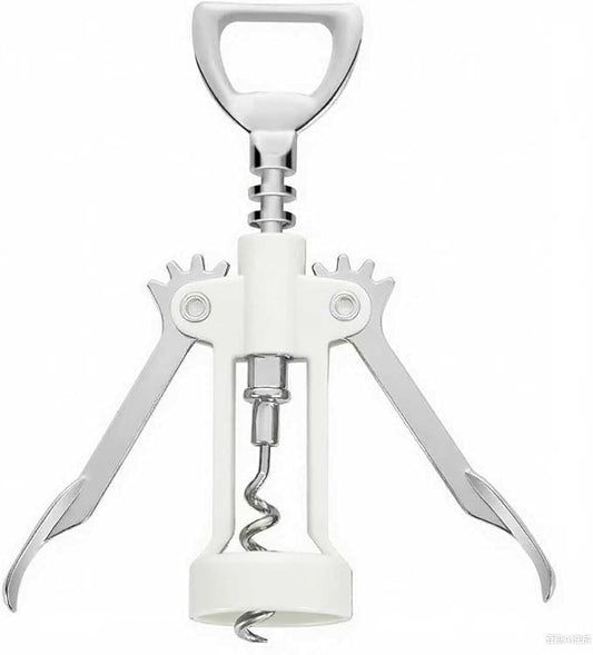 Wine Opener,Multifunctional Bottles Opener Zinc Alloy Corkscrew Wine Opener with Ergonomic Wing Handle (White）