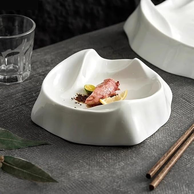 SONGCHAO Party Supplies Dish Plate Ceramic Dinner Plate Creative Irregular Mountain Shaped Dessert Plate Snack Plate Pasta Plates Restaurant Specialty Tableware Party Plates (Color : A 7 inch)