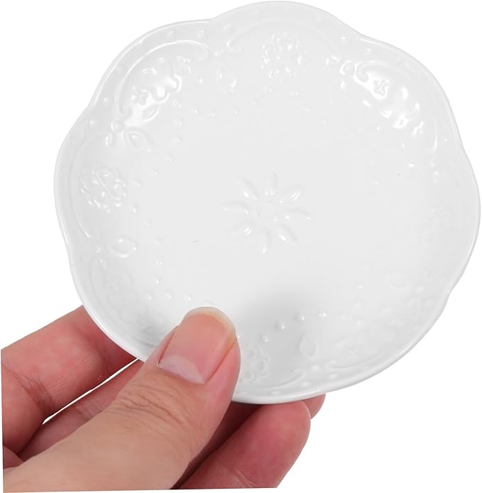 2sets Embossed Ceramic Sauce Dish Multipurpose Appetizer Plates for Dips Condiments and Snacks Modern Design Stain Resistant for Parties and Everyday Use 2pcs*2