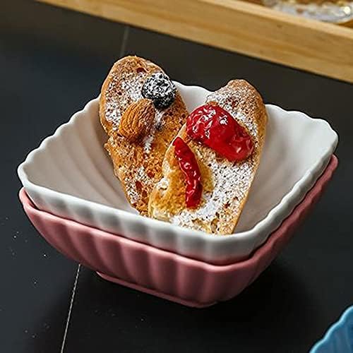 GeRRiT Snack Serving Dishes Soy Sauce Dish 2 Compartment Ceramic Dipping Bowls with Tray Snack Dessert Fruit Salad Bowls or Appetizer Plates Serving Sauce Dishes Dessert Dishes, White