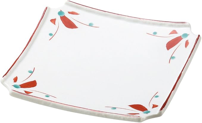 Yamashita Craft 14052600 Medium Plate, Red, 7.1 x 7.1 x 1.3 inches (18 x 18 x 3.3 cm), Light Snow Red Paint, Sumikiri Appetizer Plate, 14052600