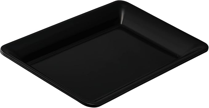 Plasticpro Plastic Serving Trays - Serving Platters Rectangle 10 X 14 Disposable Party Dish Black Pack of 12