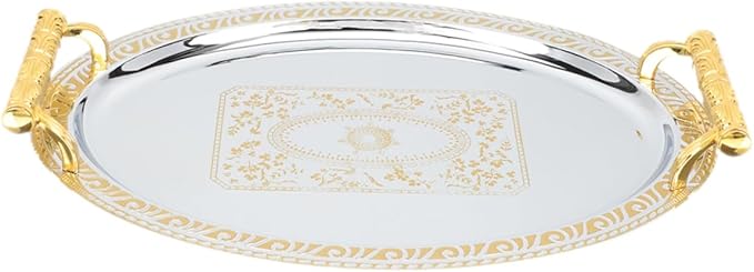 LIFKOME Stainless Steel Serving Tray Lid Countertop Fruit Stand Decorative Plate Ring Holder for Jewelry