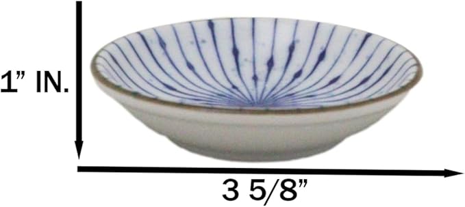 Ebros Gift Artistic Blue Waves Fubuki Tokusa Made In Japan Dinnerware Serveware Kitchenware Set Asian Japanese Restaurant Supply (Pack Of 6 Round Sauce Dish 1.5oz)