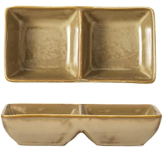 Seasoning Plate 5.2 x 2.6 Inch Two Piece Stackable Ceramic Serving Tray. Set of 2 Decorative Ceramic Appetizer Trays, Snack Soy Sauce Dessert Plates, Ceramic Sauce Plates (Color