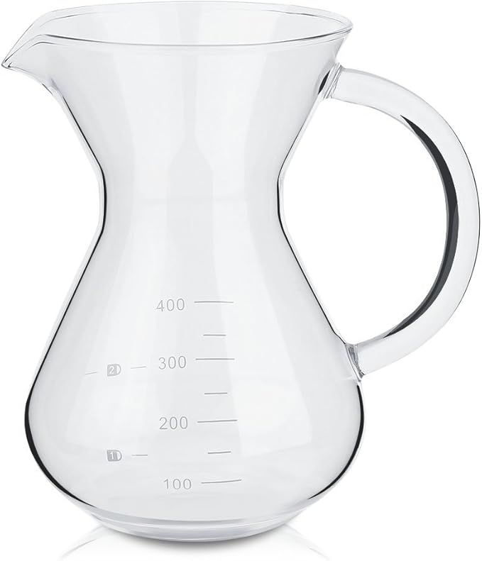 Pour Over Coffee Maker, 13oz Borosilicate Glass Brewer with Permanent Stainless Steel Filter - Complete Dripper Set for 1-2 Cups, Ideal for Home, Camping & Cafe Use
