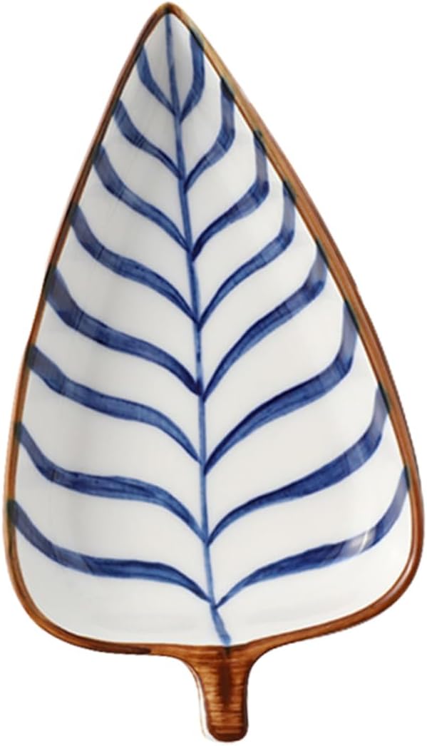 Cabilock Leaf Shape Mini Sauce Plates Ceramic Household Dipping Dishes for Snacks Seasonings and Appetizers Easy to Clean for Desserts and Side Dishes