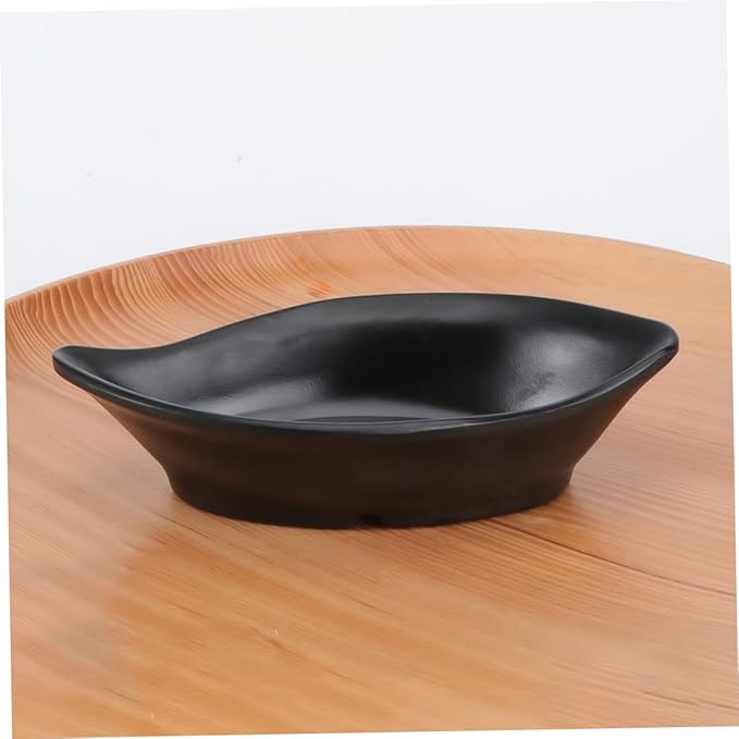 OUNONA 3-Piece Sauce Dipping Bowls Set Imitative Ceramic Condiment Plates Black Easy to Clean Suitable for Appetizers and Snacks