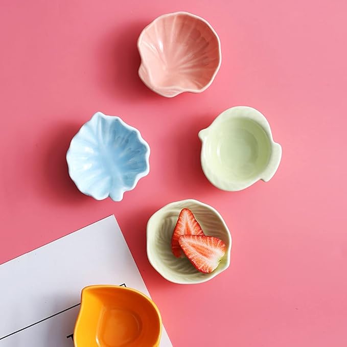 Appetizer Bowls Ceramic Sauce Dish Set of 5 Appetizer Plates Dipping Bowls Mini Condiment Irregular Shape Soy Sauce Sushi Seasoning Dishes Salad Bowls