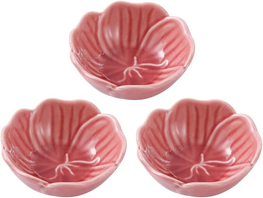 Dipping Sauce Dish Dipping Bowl Appetizer Plates Rose Ceramic Dipping Bowls Mini Flower Shape Sauce Dishes Sushi Soy Dipping Bowl Serving Seasoning Dish for Soy Sauce Ketchup Bbq Sauce Set of 3 Dippin
