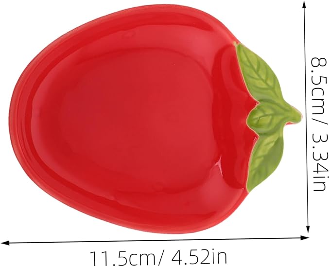 PRETYZOOM 2pcs Strawberry Design Porcelain Plate Elegant Fruit Plate for Sushi Appetizers Home Event Use