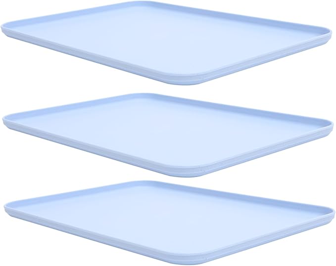 LIFKOME 3pcs Straw Serving Tray Rectangular Fruit Plate Modern Dessert Salad Plate Straw Dinner Tray