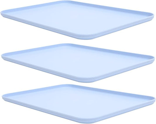 LIFKOME 3pcs Straw Serving Tray Rectangular Fruit Plate Modern Dessert Salad Plate Straw Dinner Tray