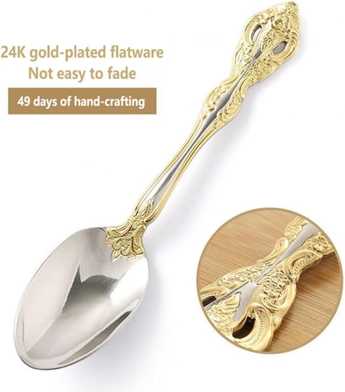 20 Piece Golden Flatware Set for 4, Luxury Silverware Set, 18/10 Stainless Steel Flatware Cutlery Utensil Set, Mirror Polished, Dishwasher Safe (20-Piece for 4)