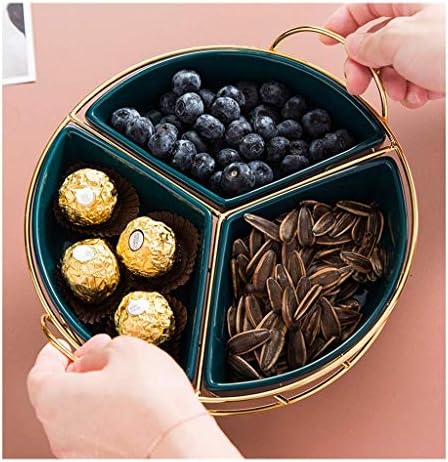 Ceramic Dinner & Appetizer Plates Set - Stylish Fruit Platter & Dried Fruit Tray, Perfect Snack Plate for Living Room, Includes Grid Bowl & Shelf for Easy Serving