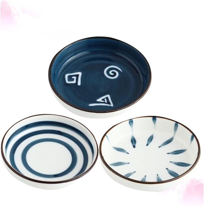 PRETYZOOM 4pcs Ceramic Dipping Bowls Hand-painted Sauce Dishes for Appetizers and Condiments Seasoning Dish Collection Thousands Leaf Spiral White Leaf