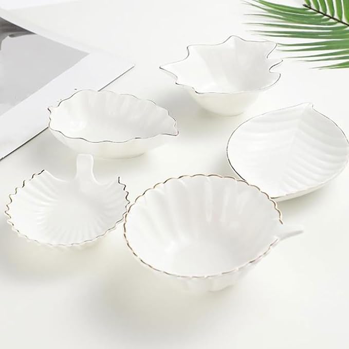 FAREWELL Dipping Bowls Ceramic Dipping Sauce Dish Leaf Shape Condiment Dish Saucer Dipping Bowl Appetizer Plate Condiment Saucer Appetizer Bowls