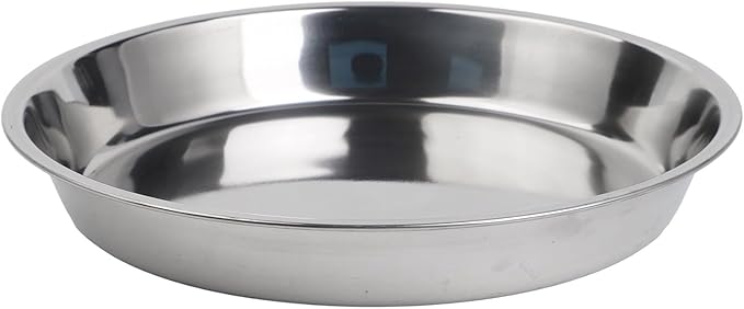 Stainless Steel Round Cake Plate, Rust-Proof Flat Serving Tray for Desserts and Pastries, Silver Non-Tip Baking Dish(28cm)