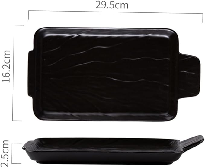 Tableware Wedding Guest Steak Plate Japanese Appetizer Plates Ceramic Jewelry The Wedding Ceramic Platter Plates Practical Food Serving Dish Ceramic Sushi Platt (Black-29.5 * 16.2 * 2.5cm