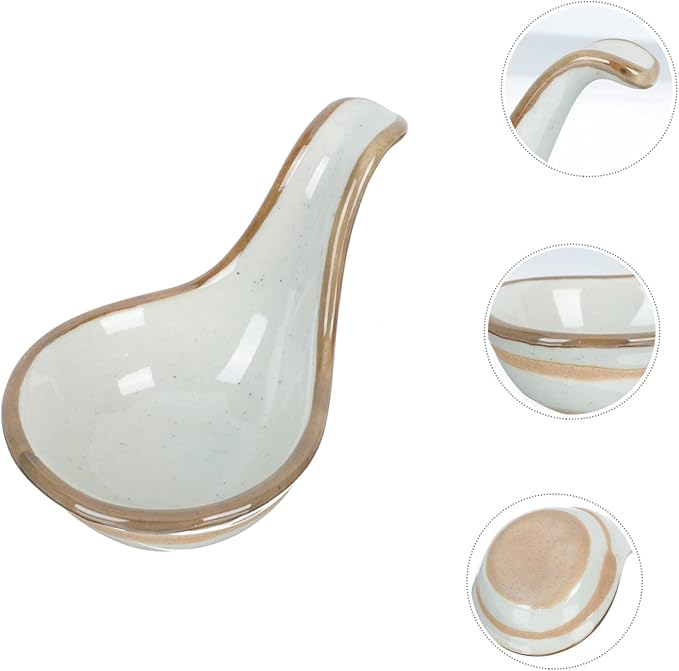 Cabilock 2pcs Elegant Kitchen Seasoning Plate Ceramic Caviar Spoon Bowl Easy to Clean