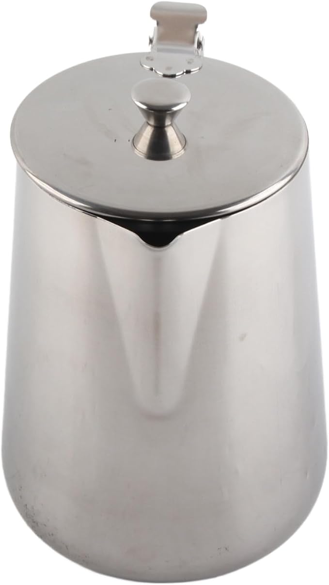Stainless Steel Milk Frothing Pitcher, Coffee Cup Mug Milk Jug, Ergonomic Handle Spout Lid, for Home Cafe Restaurant Hotel Use (600ml)