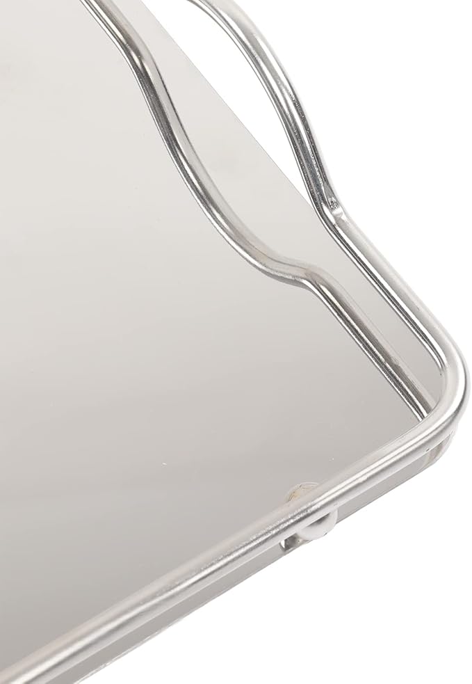 Silver Tray, Stainless Steel Large Rectangle Tray for Home, Living Room, and Commercial Use - for Serving Coffee, Water Cups, and Fruits - Rust-Resistant and Durable