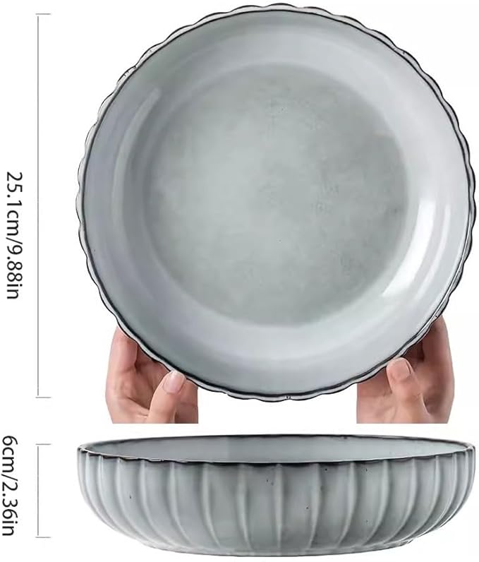 Kitchen Plates Ceramic Deep Plate Household Crayfish Plate Retro Fruit Plate Vegetable Plate Soup Plate Boiled Vegetable Plate Restaurant Plates