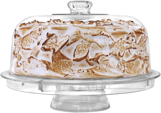 Cake Stand with Dome Cover, 6-in-1 Multi-Purpose Use, Cake Stand with Lid, Serving Platter, Punch Bowl, Desert Platter and More, BPA Free - Case of 6