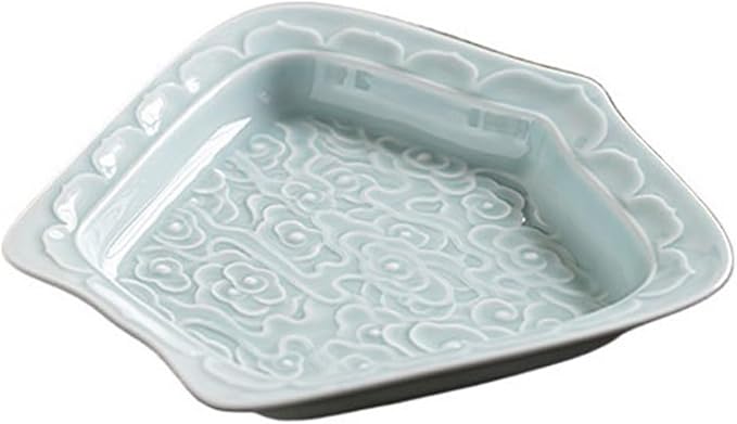Sauce Dish Creative Relief Auspicious Clouds Plate Zen Tea Point Plate Ceramic Snack Plate Dessert Snack Plate Snacks Fruit Plate Snack Plate(1)