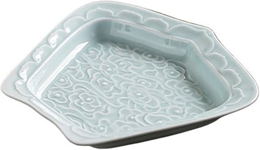 Sauce Dish Creative Relief Auspicious Clouds Plate Zen Tea Point Plate Ceramic Snack Plate Dessert Snack Plate Snacks Fruit Plate Snack Plate(1)