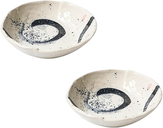 Sauce Dish Set of 2 Sauce Dish Ceramic Sauce Dipping Dish for Sushi Soy Sauce Dish Snack Dessert Appetizer Plates Japanese Style Seasoning Serving Dish (5.71x1.34in)