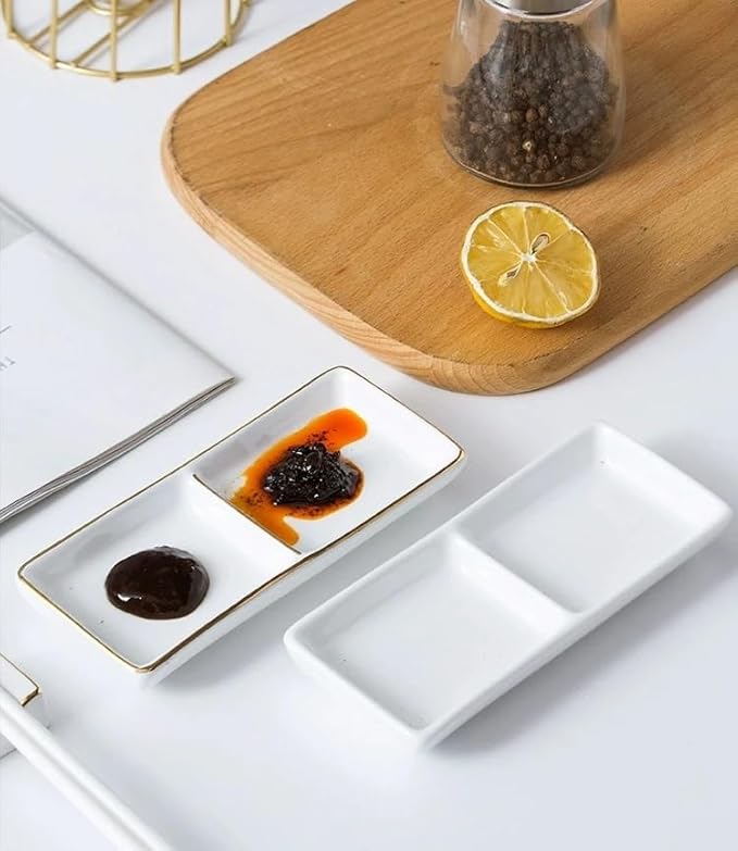 Appetizer Plates Ceramic Seasoning Dish Frame Dish Restaurant Flavor Dish Vinegar Dish Soy Sauce Dish Dip Dish Tableware for Condiment
