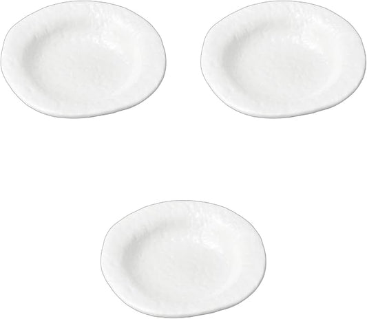 Set of 3, White 6.5 inches (16.5 cm) Plate, 6.5 x 1.1 inches (16.5 x 2.8 cm) | Medium Plate, Ceramic, Reinforced Setomonohonpo