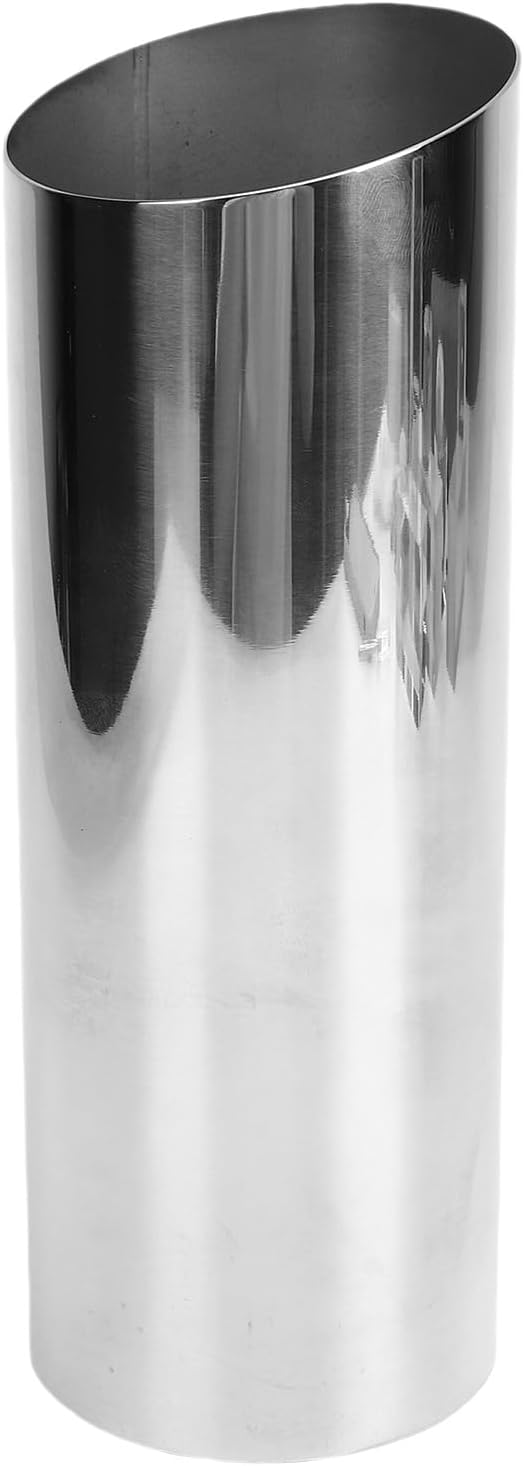 LIANGLIDE Silver Stainless Steel Cylinder Vase, Modern Flower Vase for Desktop Ornament, Easy to Clean and Maintain, Slant Opening Design, Suitable for Fresh Flowers