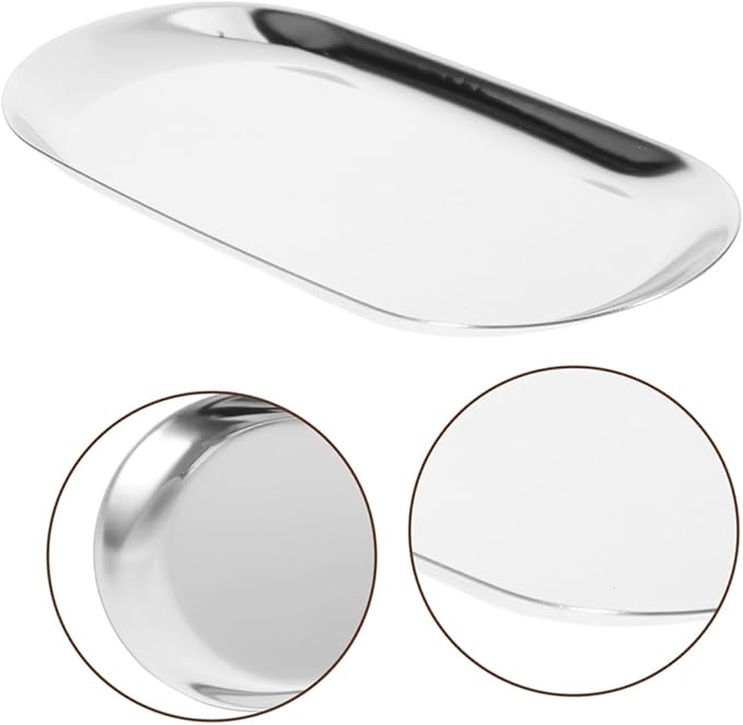 Cabilock 2pcs Stainless Steel Tip Tray for Easy Tip Collection Decorative Serving Tray for Bartenders and Waitstaff Storage Dish for Jewelry and Towel Display