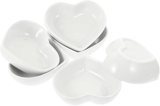 6pcs Heart Shaped Plate Sauce Container Serving Bowl Ceramic Appetizer Dishes Dessert Dish Bowl Seasoning Dishes Sushi Appetizer Plate Ceramics Dipping Sauce Bowl Purple re-usable (Color : Pur