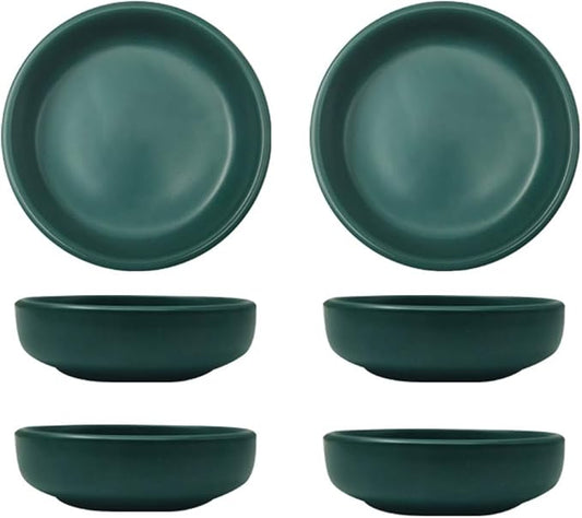 Colias Wing 3.5 Inch Simple Style Single Color Pattern Stylish Design Multipurpose Porcelain Side Dish Bowl Seasoning Dishes Soy Dipping Sauce Dishes-Set of 6-Green