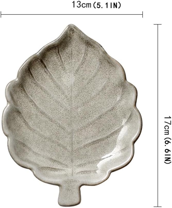 FAREWELL Dipping Bowls Snack Plate Appetizer Ceramic Plate Unique Condiment Plate Snack Plate Leaf-Shaped Small Plate Fruit Dessert Plate 5pc Appetizer Bowls (Color : D)