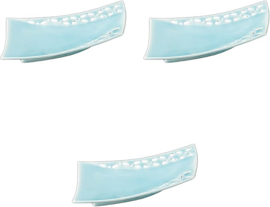 Set of 3 Lake Mizuishi Crest Sheer Appetizer Plates [10.2 x 6.1 x 1.3 inches (26 x 15.5 x 3.3 cm)] Ceramic Transforming Dish Setomonohonpo