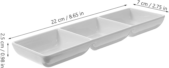 STOBAZA Ceramic Dipping Dish 3 Compartment Serving Platter Appetizer Plates Serving Tray Divided Sauce Dishes for Entertaining, Condiments, Candies, Charcuterie, Snack