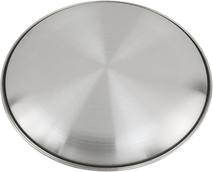 Antrader Metal Serving Tray,Stainless Steel Round Tray Circular Metal Platter for Bathroom/Bedroom/Kitchen,Silver (2Pcs)