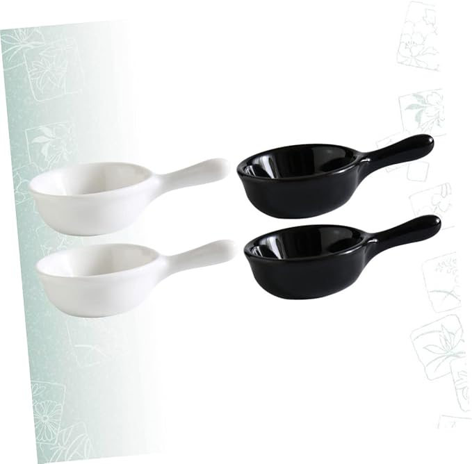4Pcs Japanese Style Ceramic Dipping Sauce Plates with Ergonomic Handle for Appetizers Desserts and Seasoning Sauces Color for Home Restaurant Use