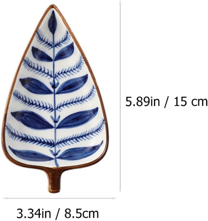 Happyyami 3pcs Ceramic Snack Plates Set, Hand-painted Japanese Style Appetizer Dishes with Leaf and Watergrass Patterns, Small Serving Trays for Sauce, Fruit, and Dessert Random Color